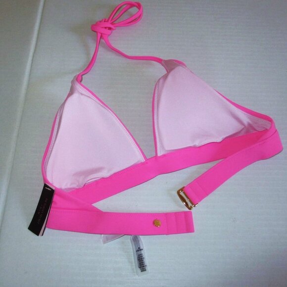 VICTORIA SECRET Swim Triangle Push Up Bikini Top Medium Hot Pink Removable pad - Picture 3 of 5
